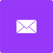 Purple box with white envelope icon.