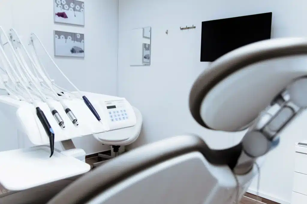 Sanitary Dentist office with medical equipment.